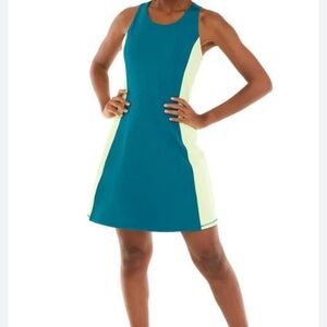 ZELOS Sleeveless Color Block PEACOCK Tennis Dress L